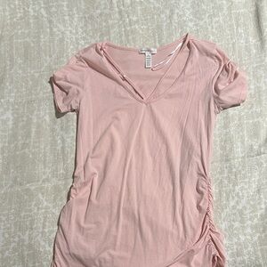 Soft Pink V-Neck Short Sleeve Maternity Women’s Top
